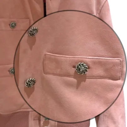 Chanel Sherbet Pink Suede Lambskin Bomber Jacket Fall Winter 2026 Collection Size 36FR