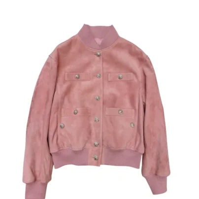 Chanel Size 38 FR Sherbet Pink Suede Leather Jacket FW 2026 Ready to Wear (P83681)