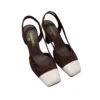 Chanel Slingback Pumps Suede & Lambskin Brown White Size 39 FR