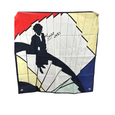 Chanel Square Scarf Black Ecru Silk Twill FW2026 back