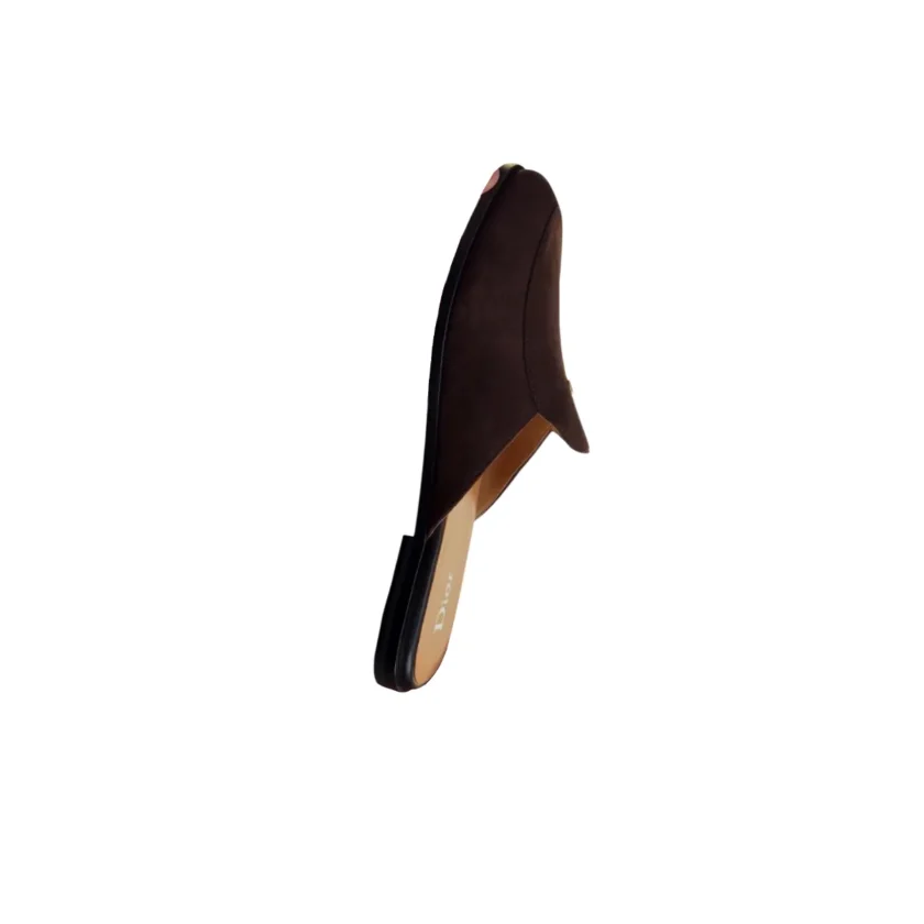 Christian Dior Antibes Mules in Brown Suede Calfskin Leather side