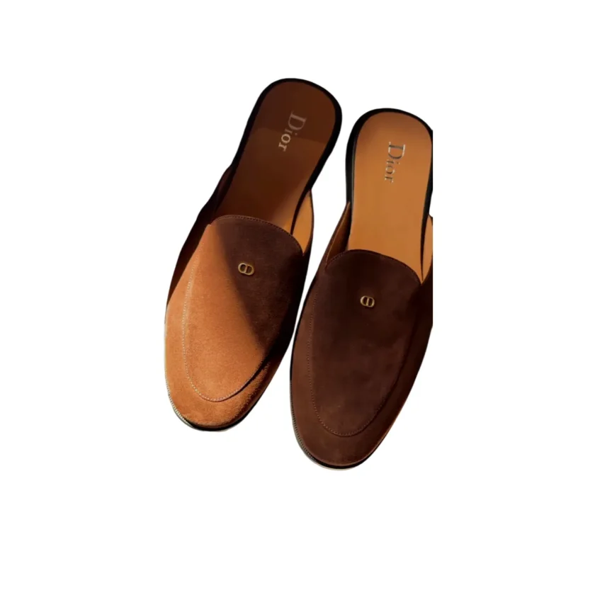 Dior Antibes Mule in Brown Suede Calfskin Leather
