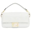 Fendi Medium Baguette FF embossed white nappa shoulder bag