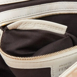 Fendi Medium Baguette FF embossed white nappa shoulder bag interior