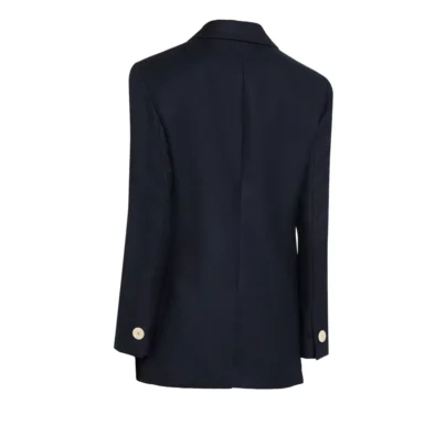 Giorgio Armani Blue Flanella Cashmere Double Breasted Women's Blazer back