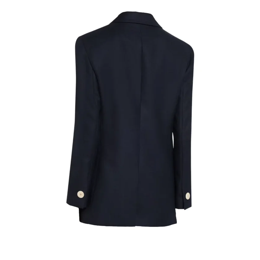 Giorgio Armani Blue Flanella Cashmere Double Breasted Women's Blazer back