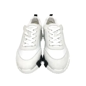 Hermès Bouncing Sneakers White Black Suede Calfskin Size 42 FR
