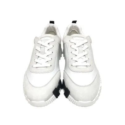 Hermès Bouncing Sneakers White Black Suede Calfskin Size 42 FR