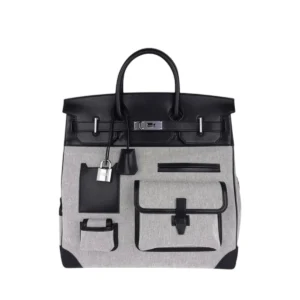 Hermes Cargo HAC Birkin 40 Panda Ecru Toile and Black Swift Palladium Hardware