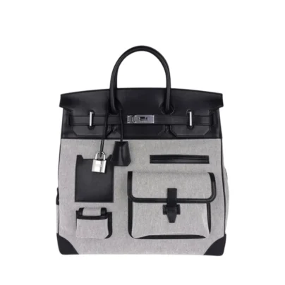 Hermes Cargo HAC Birkin 40 Panda Ecru Toile and Black Swift Palladium Hardware