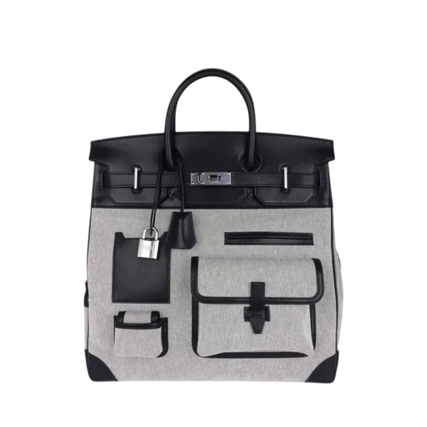 Hermes Cargo HAC Birkin 40 Panda Ecru Toile and Black Swift Palladium Hardware