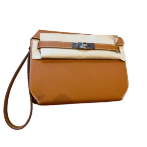 Hermes Kelly Depeches 25 Pouch Gold Epsom Palladium Hardware