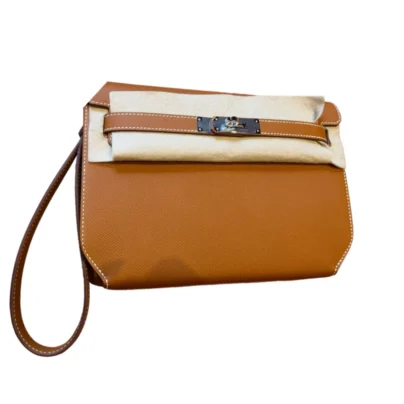 Hermes Kelly Depeches 25 Pouch Gold Epsom Palladium Hardware