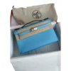 Hermes Kelly Pochette Bleu Celeste Swift Palladium Hardware new
