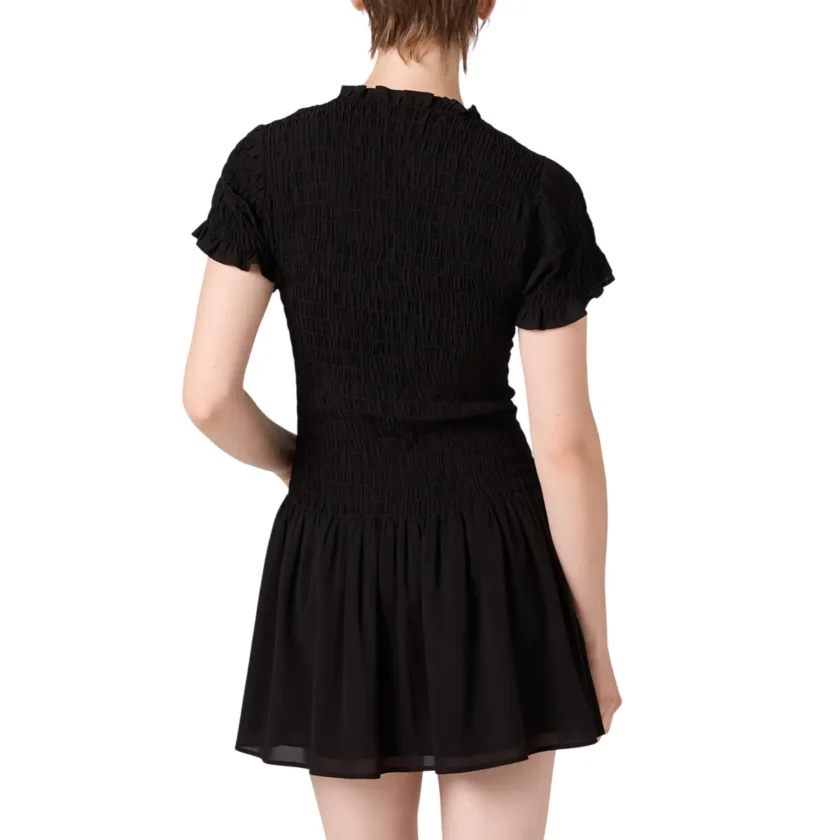 Miu Miu Georgette Shirred Silk Black Mini Dress back