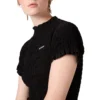 Miu Miu Georgette Shirred Silk Black Mini Dress closeup