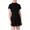 Miu Miu Georgette Shirred Silk Black Mini Dress front