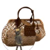 Miu Miu Interwoven Raffia Basket Tote Bag with doll charm