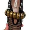 New Alaïa Black Mesh Pebble Jewel Ballet Flats