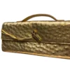 New Bottega Veneta Andiamo Clutch in Metallic Gold Ostrich Leather