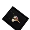 New Chanel 26K Mushroom Pendant Necklace Gold Tone CC Logo Charm with Pearl & Resin Beads