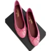 New Chanel Ballet Flats 2026 Pink Iridescent Crocodile Embossed Leather 39 FR