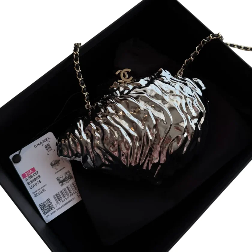 New Chanel Oyster Minaudiere Silver Evening Bag Metiers D'Art 2026
