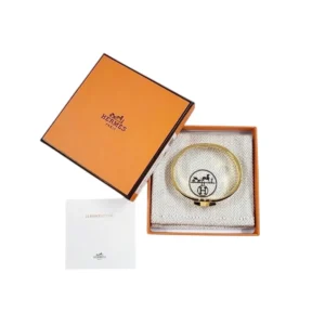 New Hermès Clic H Guepards PM Bracelet Yellow gold plated metal