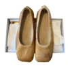 New The Row Square Ballet Flats in Beige Pony Hair