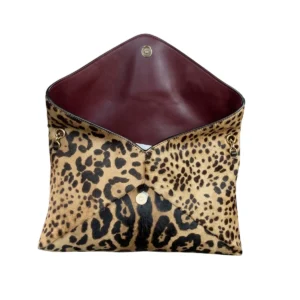 Saint Laurent Cassandre Large Chain Pouch Leopard Print Pony Hair Leather interior