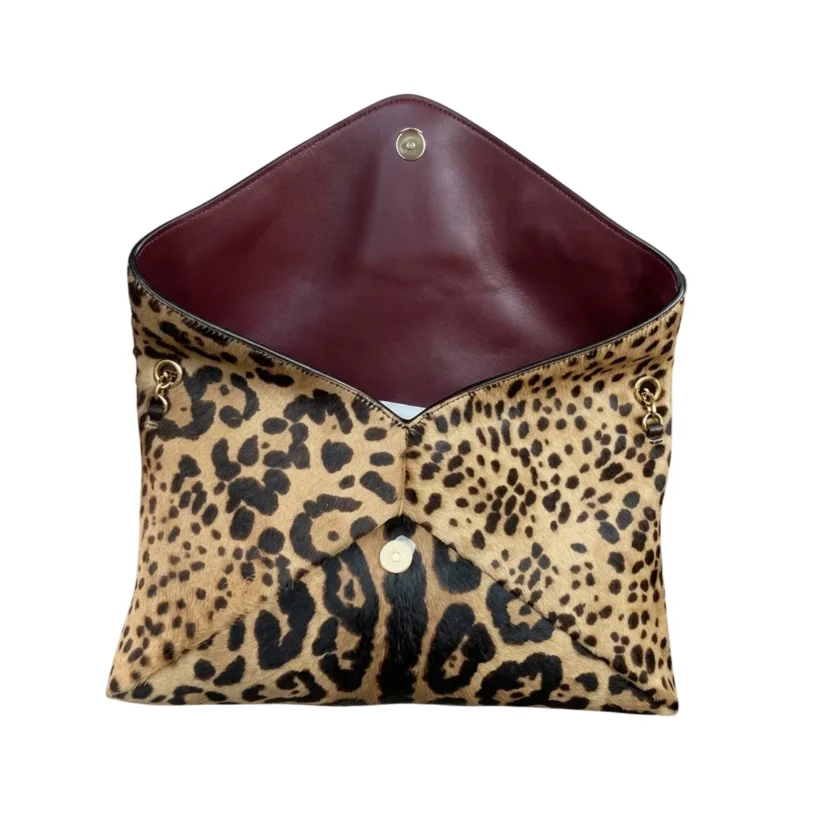 Saint Laurent Cassandre Large Chain Pouch Leopard Print Pony Hair Leather interior