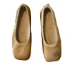 The Row Square Ballet Flats Beige Pony Hair