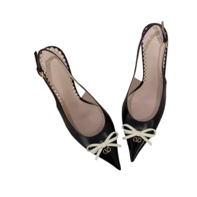 Valentino Garavani Bepointy Slingback Pumps Black Patent Leather Size 40 FR