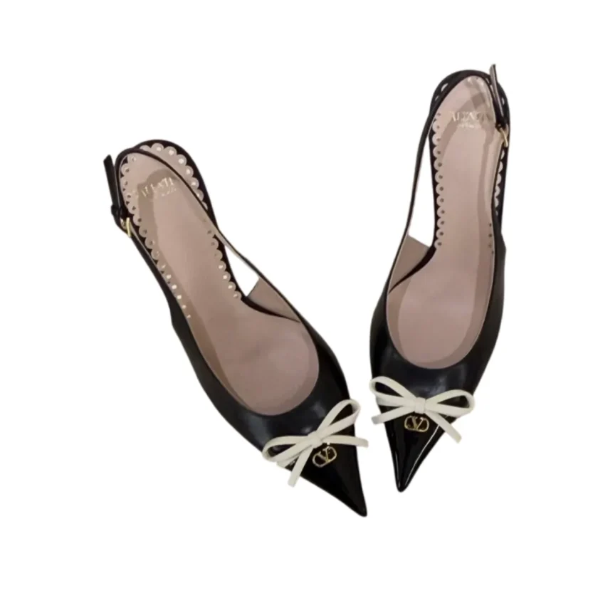 Valentino Garavani Bepointy Slingback Pumps Black Patent Leather Size 40 FR