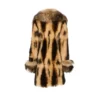Valentino Garavani Bicolour Beige Brown Striped Shearling Coat with Oversized Fur Collar FW2026 back