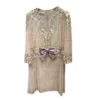 Valentino Garavani Bow Front Sequined Tulle Mini Dress Nude Pink Evening Gown