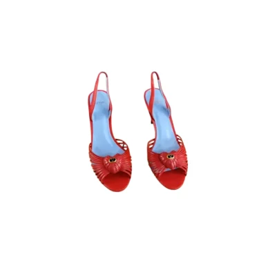 Valentino Garavani Royal 90 Red Leather Slingback Heels Size 37 FR