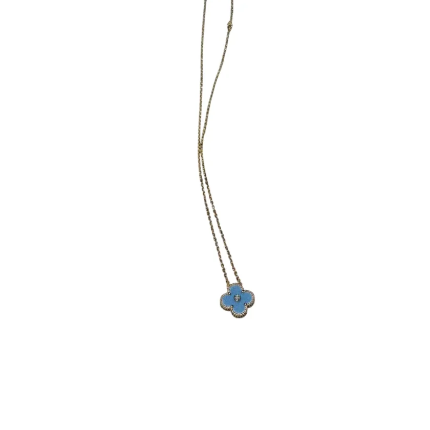Van Cleef & Arpels Blue Grey Sèvres Porcelain 2026 Holiday Pendant 18k Yellow Gold & Diamond